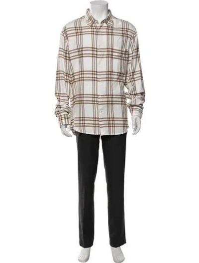 Pre-owned Nn07 Plaid Print Long Sleeve Shirt W/ Tags In Neutral