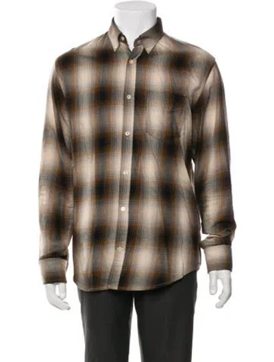 Pre-owned Nn07 Plaid Print Long Sleeve Western Shirt In Brown