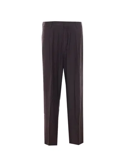 Nn07 Pleat-detail Trousers In Brown