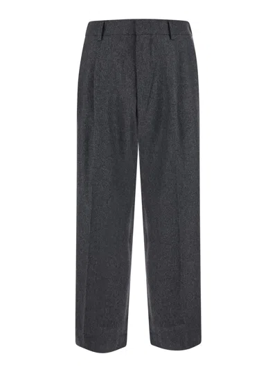Nn07 Pleated Trousers With Wide Straight Hem In Gray