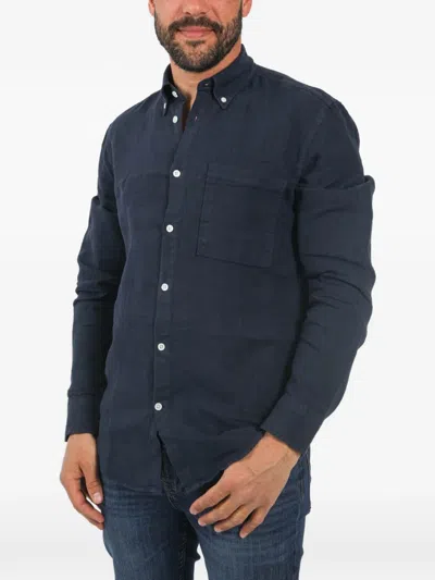 Nn07 Pocket Linen Shirt In Blue