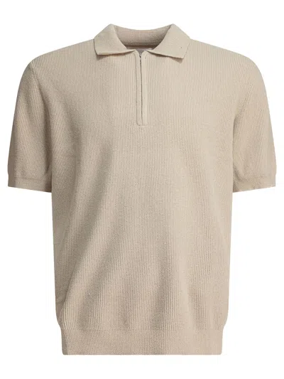 Nn07 Danny Polo Knit Ribbed Short Sleeve In Neutral