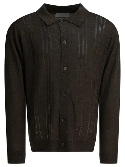 Nn07 Thor Wool Blend Cardigan Long Sleeves In Black