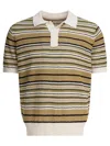 Nn07 Noam 6689 Textured Stripe Linen Polo Sweater In Brown