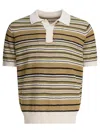 Nn07 Noam 6689 Textured Stripe Linen Polo Sweater In Brown