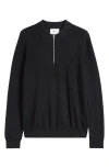 Nn07 Quarter Zip Wool Polo Sweater In Black