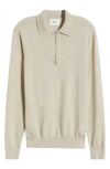 Nn07 Quarter Zip Wool Polo Sweater In Light Khaki Mel