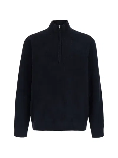 Nn07 Quarter-zip Ribbed Sweater In Blue