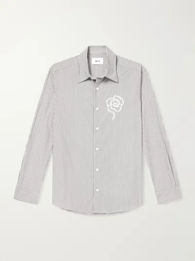 Nn07 Quinsy App 5322 Embroidered Striped Supima Cotton-poplin Shirt In Multi