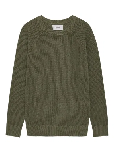 Nn07 Raglan-sleeve Ribbed Sweater In Green