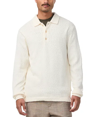 Nn07 Randy Long Sleeve Boucle Polo Shirt In Ecru