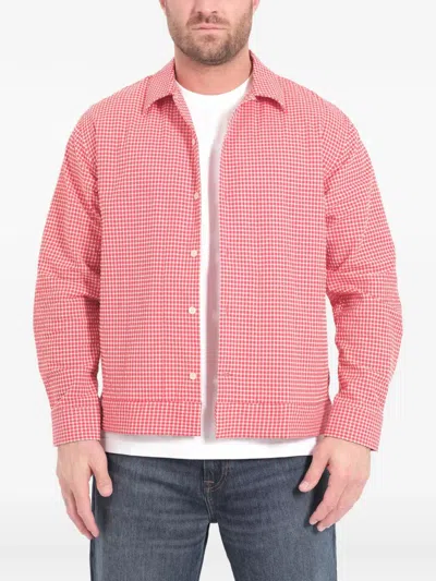Nn07 Reed 50057 Checked Organic Cotton-blend Seersucker Shirt In Red