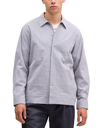 Nn07 Reed Seersucker Overshirt In Blue