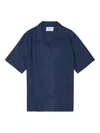 Nn07 Revere-collar Linen Shirt In Blue