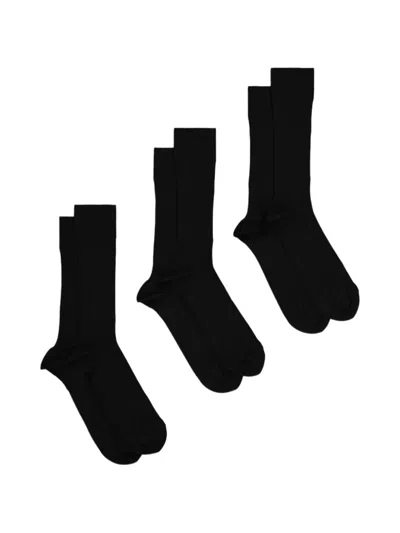 Nn07 Three-pack Ribbed Cotton-blend Socks In Black