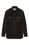 Nn07 Ricky 50004 Organic Cotton Corduroy Snap-up Western Overshirt In Black