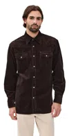 Nn07 Ricky 50004 Organic Cotton Corduroy Snap-up Western Overshirt In Brown
