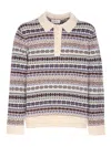 Nn07 Robbie Fair Isle Wool-blend Polo Sweater In Black