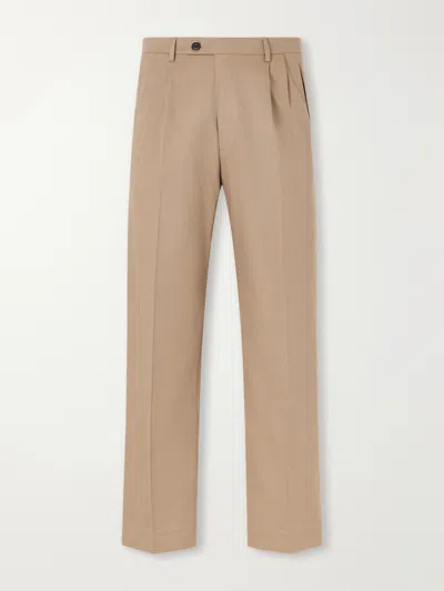 Nn07 Robin 10076 Straight-leg Organic Stretch-cotton Dobby Trousers In Brown