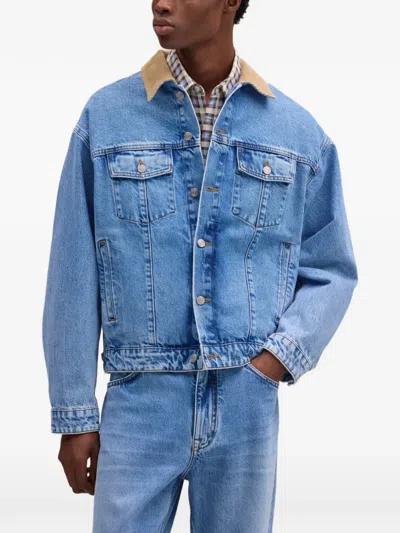 Nn07 Roy Corduroy-collar Denim Jacket In Blue