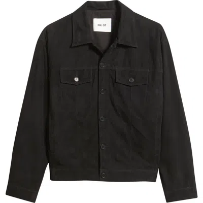 Nn07 Roy Suede Trucker Jacket In Black