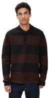 Nn07 Wool Stripe Rugby Polo Sweater In Black