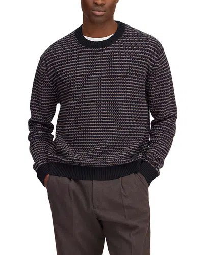 Nn07 Russell Textured Stripe Knit Crewneck Sweater In Blue