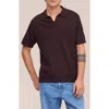 Nn07 Ryan 6311 Cotton & Linen Johnny Collar Polo In Brown