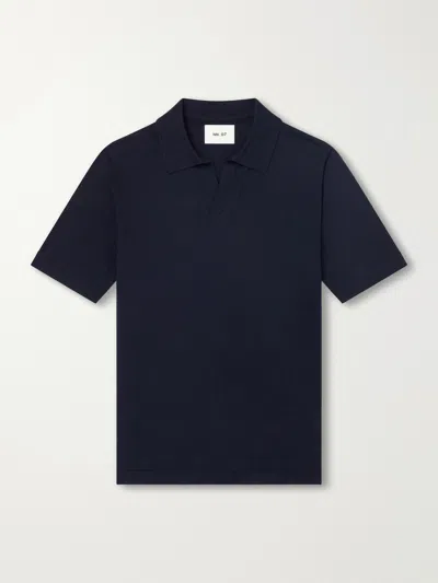 Nn07 Ryan 6311 Cotton And Linen-blend Polo Shirt In Navy Blue