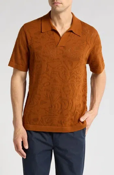 NN07 NN07 RYAN 6692 ABSTRACT FLORAL POINTELLE ORGANIC COTTON POLO