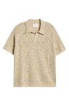 Nn07 Ryan 6692 Abstract Floral Pointelle Organic Cotton Polo In Ecru