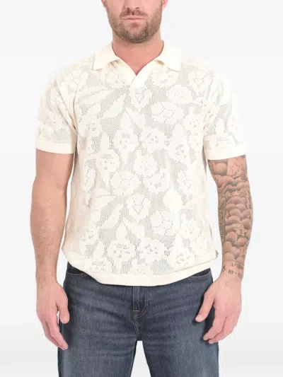Nn07 Ryan Flower 60019 Knitted Cotton Polo Shirt In Neutral