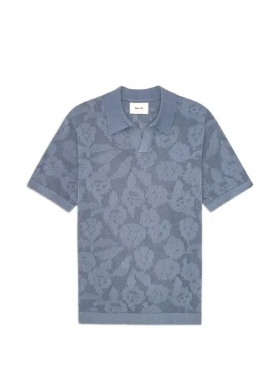 Nn07 Ryan Floral-jacquard Pointelle-knit T-shirt In Gray