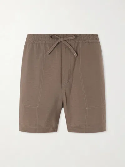 Nn07 Ryder 5971 Straight-leg Tencel™-blend Drawstring Shorts In Brown