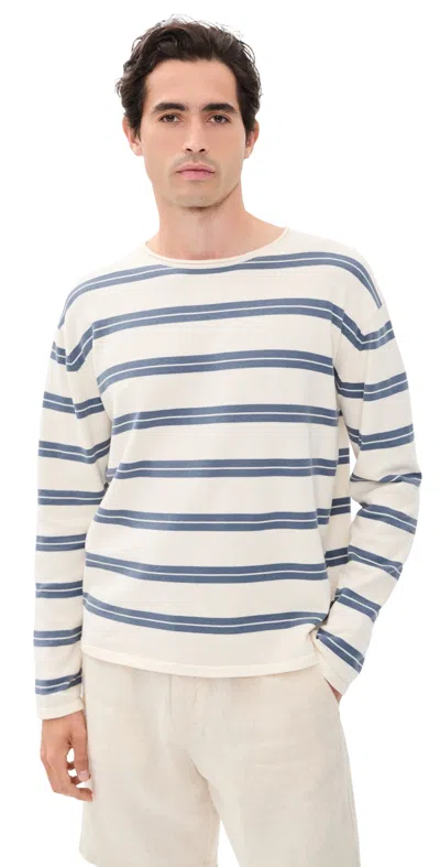 Nn07 Sailor Crew 60019 Striped Organic Cotton-jersey Sweater In White