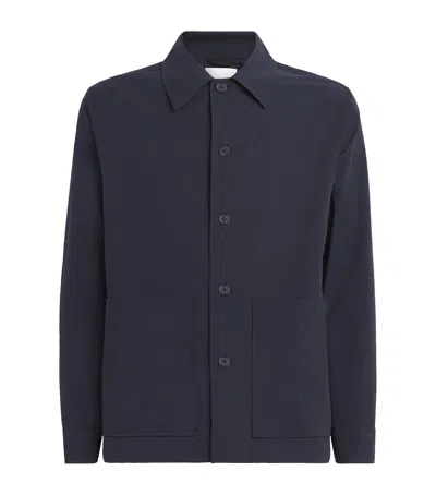 Nn07 Seersucker Blaze Overshirt In Blue