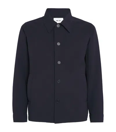 Nn07 Seersucker Zander Overshirt In Navy