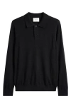 Nn07 Serge 6584 Long Sleeve Wool Blend Polo Sweater In Black