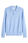 Nn07 Serge 6584 Long Sleeve Wool Blend Polo Sweater In Blue