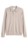 Nn07 Serge 6584 Long Sleeve Wool Blend Polo Sweater In Neutral