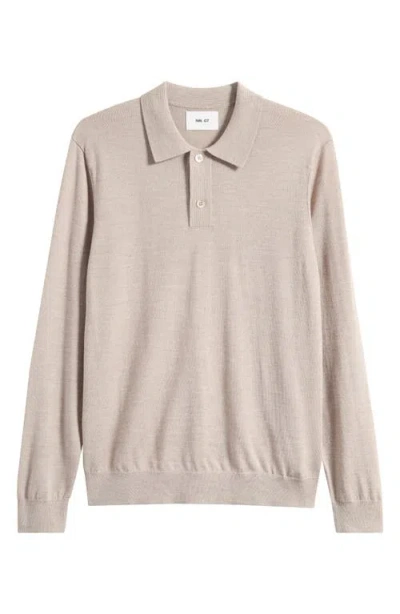 Nn07 Serge 6584 Long Sleeve Wool Blend Polo Sweater In Neutral