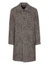 Nn07 Chevron Motif Long Sleeve Coat With Pockets In Brown