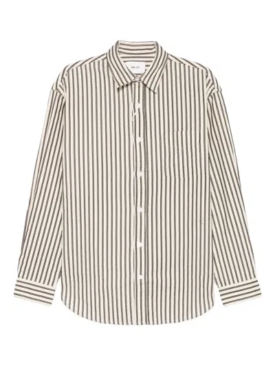 Nn07 Skyler Striped-pattern Button-down Shirt In Neutral