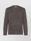 Nn07 Soft Textured Crewneck Sweater With Ribbed Cuffs In Brown