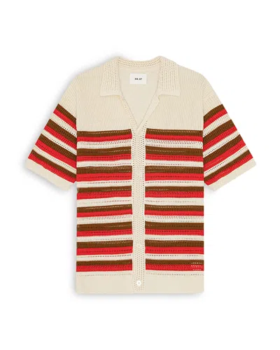 Nn07 Stripe Cardigan Shirt In White