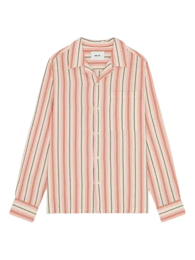 Nn07 Striped Button-up Shirt In Pink