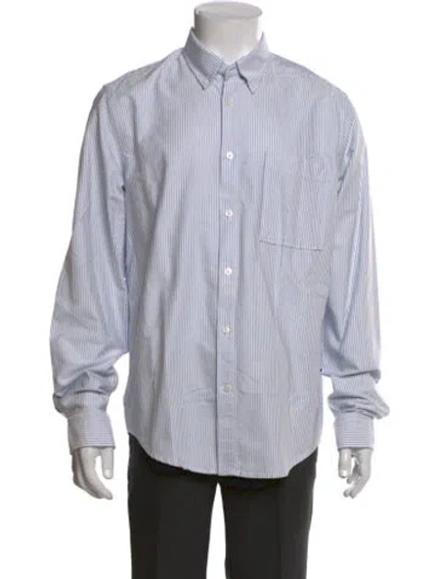 Pre-owned Nn07 Striped Long Sleeve Dress Shirt In Blue