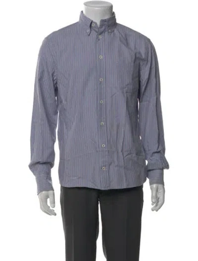 Pre-owned Nn07 Striped Long Sleeve Dress Shirt In Blue
