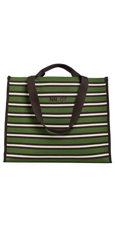 Nn07 Striped Market Tote Green Stripe