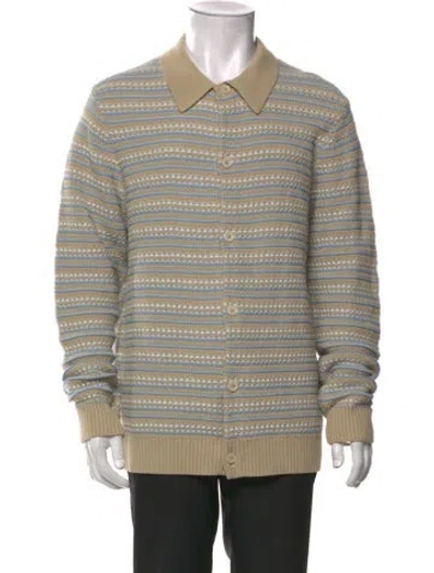 Pre-owned Nn07 Striped Mock Neck Polo Sweater W/ Tags In Neutral
